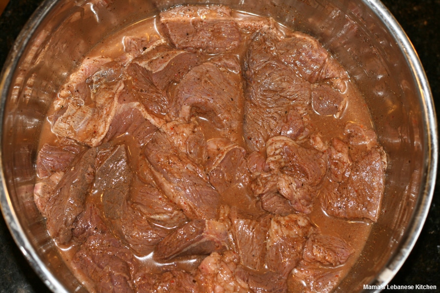Marinated Beef Shawarma Ready for Grilling
