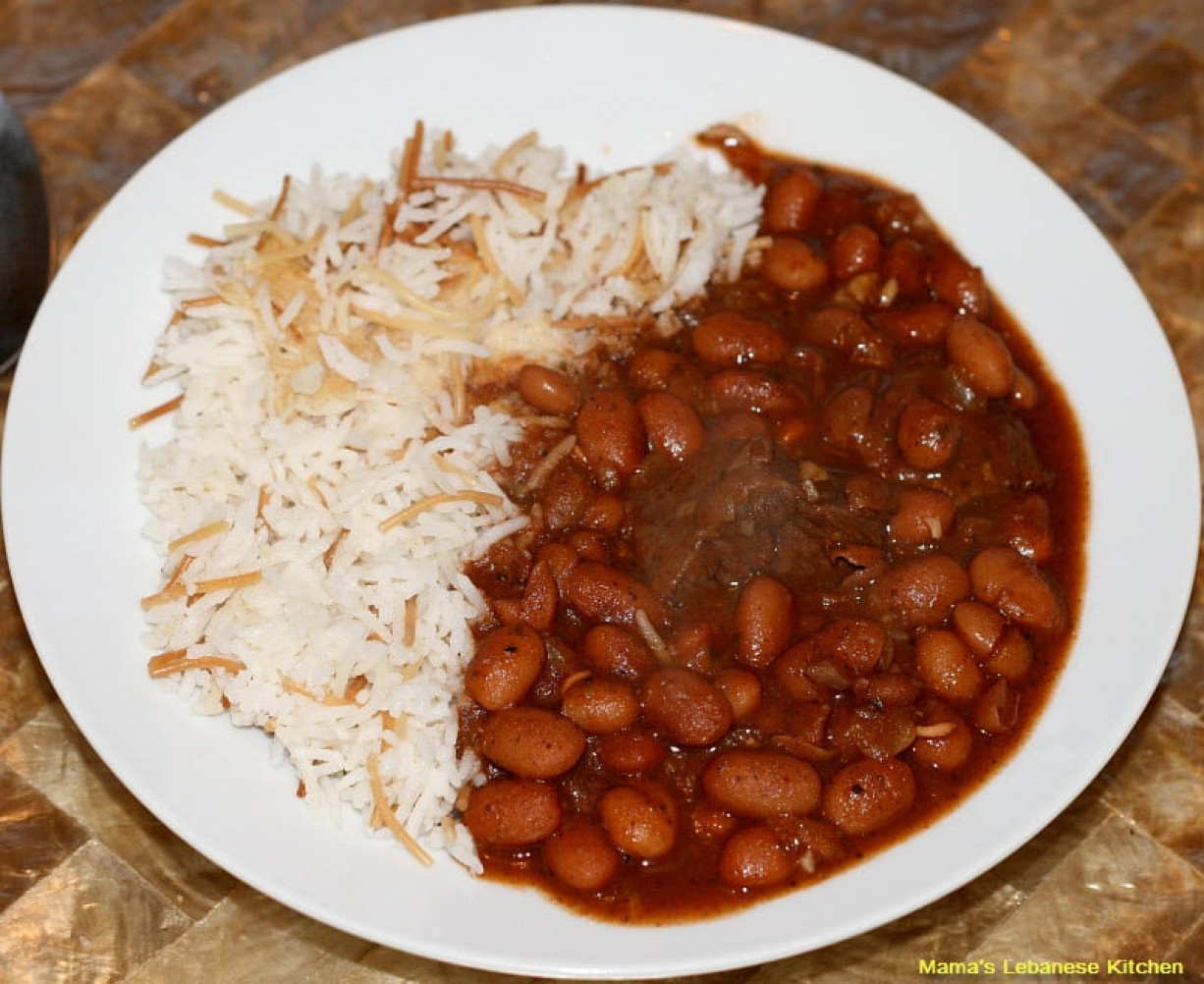 Lebanese Beef and Kidney Bean Stew with Rice: Fasolia w Riz Recipe ...